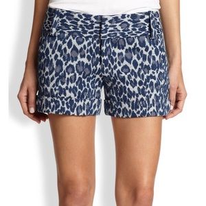 Alice + Olivia Blue Cady Leopard Shorts